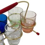 Ca. 1950’S - Germany - Set Of Shot (Schnapps) Glasses And Holder - Multi Colored thumbnail 5