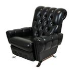 Chesterfield Fauteuil Zetel Zwarte Skai Chroom Onderstel Sixties thumbnail 12