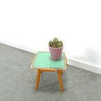 Houten Bijzettafel Met Keramiek Nr 19, Vintage Plantentafel thumbnail 3