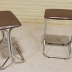 Set Van 2 Vintage Chrome En Vinyl Kruks Krukjes thumbnail 5