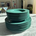 6X Diep 6X Dinerbord Vintage Donkergroen thumbnail 2