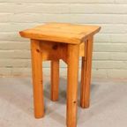Vintage Grenen Kruk Bijzettafel Plantentafel thumbnail 6