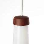 Glass And Teak Pendant Light, Denmark 1960’s. thumbnail 3
