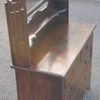 Engelse Art Deco Kaptafel Hout Met Spiegel Engels thumbnail 16