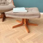 Deens Design Relax Fauteuil Met Voetenbank En Teak Hout thumbnail 5