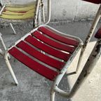 Suite Of 4 Vintage 1970 Metal And Wooden Seating Garden Armchairs thumbnail 12