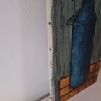 50's Abstrakt Vintage Schilderij Kunstwerk Vaas Met Bloemen thumbnail 7