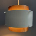 Metal, White And Brass Color Pendant Lamp By Veb 1960s thumbnail 12