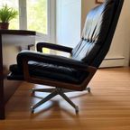Vintage Zwart Lederen Fauteuil / Eenzit Andre Vandenbeuck thumbnail 4