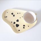 Fifties Boterham Bordje Met Koffiekopje Maanvis Geel Pastel thumbnail 4
