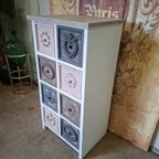 Kleurrijk Ladekast, Apothekerskast, Archiefkast, Afm, 51x37cm En 97cm Hoog. thumbnail 3