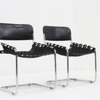 Vintage Italiaanse Stoelen Zwart Leer En Chroom, Jaren 70 thumbnail 7