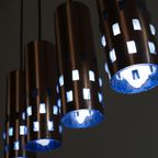 Rood Koperen Hanglamp Met Blauwe Glazen Details 61698 thumbnail 5