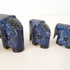 Set Vintage Olifantjes Olifant Beeld Houten Beeldje thumbnail 8