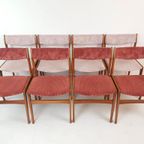 8 Vintage Deense Erik Buch Stoelen | Nieuw Gestoffeerd Roze thumbnail 5