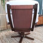 Vintage Design Fauteuil Wit Leer Houten Poot Draaifauteuil thumbnail 14