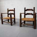 Pair Of Oak Armchairs By Charles Dudouyt thumbnail 7