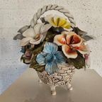 Bassano Ceramics Basket With Flowers, Italy 1950s thumbnail 3