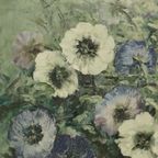 Vintage Bloemen Stilleven Amateur Schilderij Ingelijst Gesigneerd thumbnail 2