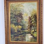 Bos Landschap Schilderij J. De Borge Olieverf Canvas Lijst thumbnail 4