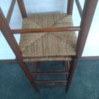 2x Houten Barkrukken Met Biezen Zitting thumbnail 4