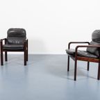 Set Of 6 Black Leather Armchairs / Fauteuil From Dyrlund, 1980’S Denmark thumbnail 5