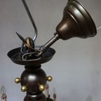 Art Deco Gepatineerd Bronzen Nederlands- Vlaamse Kasteel Kroonluchter, 12 Lichtpunten thumbnail 5