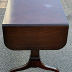 Mid-Century Feder Style Mahogany Drop Leaf Trestle Table thumbnail 7