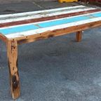 Gerecycled Robuust Rustieke Houten Eettafel, 200 X 95 Cm thumbnail 8