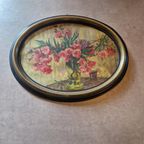 Antieke Ovale Lijst Met Prent Bloemen Schilderij Met Druk thumbnail 9