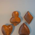 Teak Wooden Card Suit Snack Peanut Bowls Mid Century Poker thumbnail 8