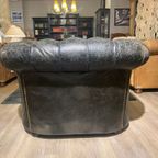 Stoere Engelse Chesterfield Vintage Club Fauteuil Zwart Generfd Leer thumbnail 6