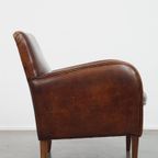Comfortabele Schapenleren Fauteuil/ Armchair Met Een Mooi Patina En Warme Kleuren thumbnail 3