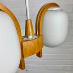 Vintage Deens Design Hanglamp, Wit + Beige, Opaalglas + Teakhout, Reliving thumbnail 7