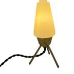 Atomic Age / Mid Century Modern - Tripod Lamp With White Satin Glass Shade On Brass Feet thumbnail 5