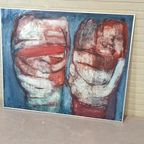 Vintage Origineel Schilderij, "dubbelportret", M.w. Hendeiks thumbnail 11