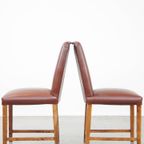 Set Van 4 Luxe En Comfortabele Cognac-kleurige Engelse Stijl Eetkamerstoelen thumbnail 8