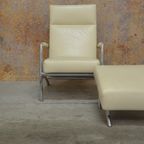 Zganieuw Witte Leren Leolux Helical Design Fauteuil + Poef thumbnail 2