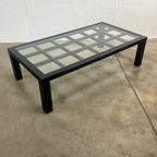 Vintage Zwarte Hoogglans Salontafel Met Glazen Blad, Japanse Stijl, 1980’s thumbnail 2
