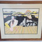 Vintage Schilderij M Van Kol Modern Ingelijst Pentekening ‘5 thumbnail 10