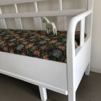 Vintage Zweedse Klepbank, Keukenbank Wit Met Bekleding thumbnail 10