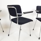 3 Gispen 1235 Stoelen Nieuw Gestoffeerd Zwarte Ploegstof Wol thumbnail 6