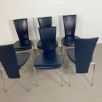 6 X Arper Italy Blue Leather Diningroom Chairs thumbnail 7