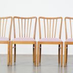 Leuke, Gezellige Set Van 4 Vintage Deens Design Eetkamerstoelen Uit De Jaren ’70 Met Mooie Licht thumbnail 3