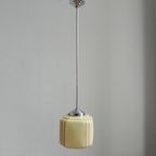 Art Deco Hanglamp Met Kubus Vormige Beige Bol thumbnail 11