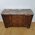 Vintage Antiek Dressoir, Tv Meubel Ladekast Met Marmer Blad thumbnail 5