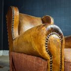 Antieke Lederen Fauteuils – Sleets Bruin – Jaren 30 thumbnail 8