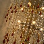 Xxxl Vintage Murano Teardrop Bruine Pegels Kroonluchter Goud Frame thumbnail 9