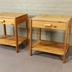 Set Van 2 Vintage Grenenhout Nachtkastjes thumbnail 4