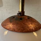 3 X Art Deco Klooster-/schoollampen – Opaline En Messing thumbnail 12